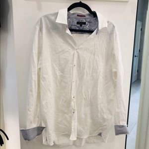 Ted Baker white blue trim dress shirt 7 17.5